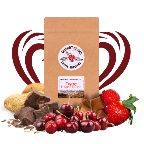House blend coffee, cherry, chocolate, caramel, nuts, and strawberry!