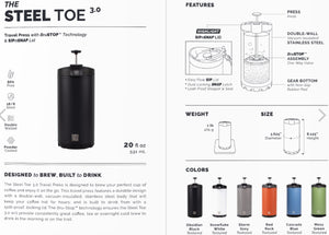 20oz Steel Toe 3.0 French Press mug