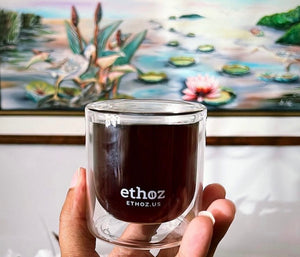 Ethoz Glass Cup in hand 