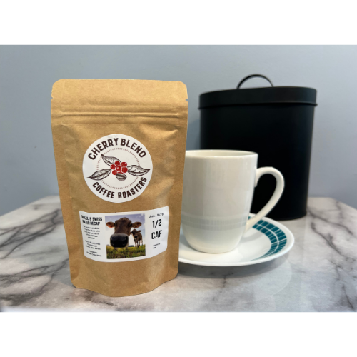 1/2 Caf Brazil and Swiss Water Decaf ready to make a fresh cup of coffee 